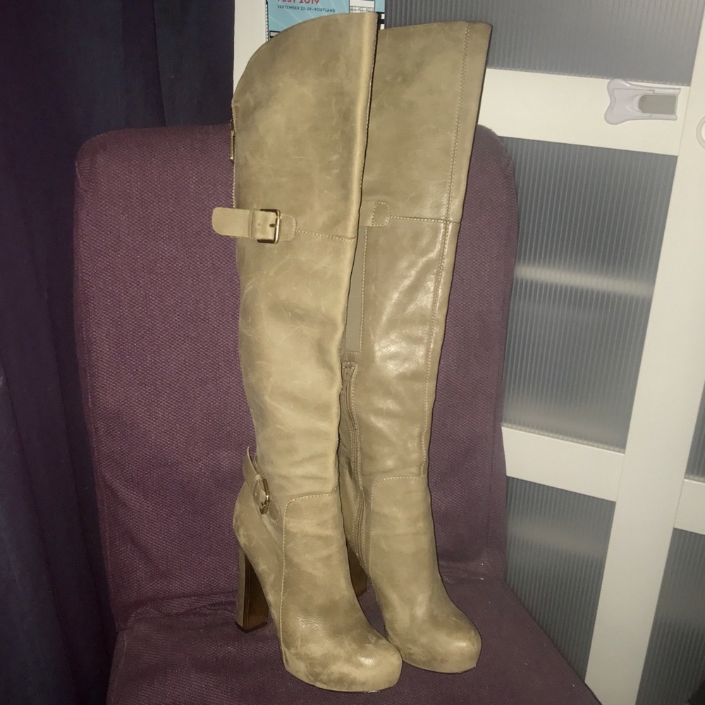 Guess Taupe Over The Knee Boots - Ultra High Heel